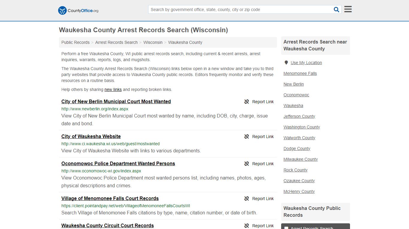 Arrest Records Search - Waukesha County, WI (Arrests & Mugshots)