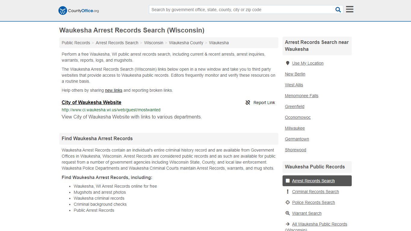 Arrest Records Search - Waukesha, WI (Arrests & Mugshots) - County Office
